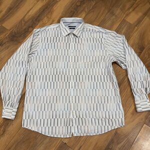 Bugatchi Mens Classic Fit Button Up Shirt Striped Sz (see photos) | Office Wear